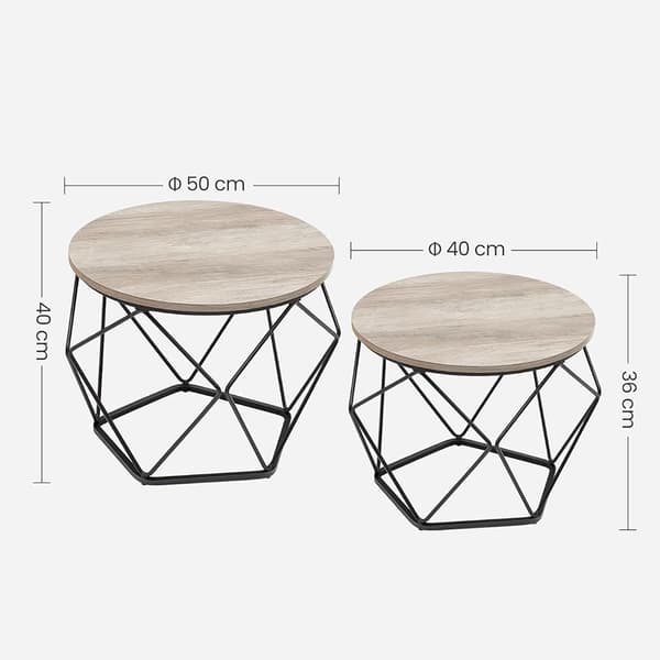 Sofabord med avtakbar plate 2-pk - Tre/Svart