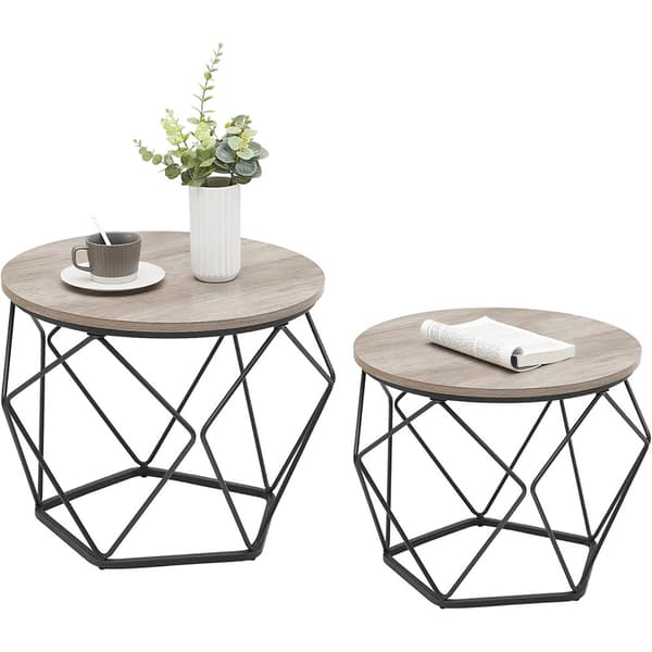 Sofabord med avtakbar plate 2-pk - Tre/Svart