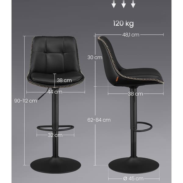 Justerbar barkrakk med fotstøtte 2-pk - Svart