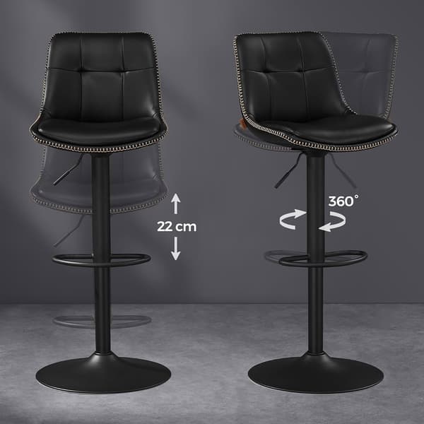 Säädettävä baarijakkara jalkatuella 2-pack - Svart
