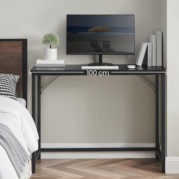 Svart skrivbord med metallram – 100 x 50 x 75 cm