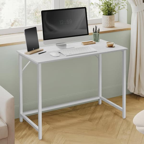 Hvitt skrivebord med metallramme - 100 x 50 x 76 cm