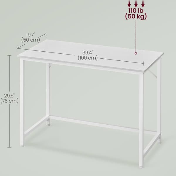Valkoinen työpöytä metallirungolla - 100 x 50 x 76 cm