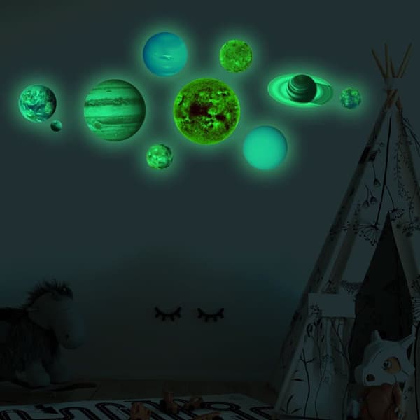 Solar System Glow-in-the-Dark Väggdekal - Perfekt för barnrummet eller sovrummet