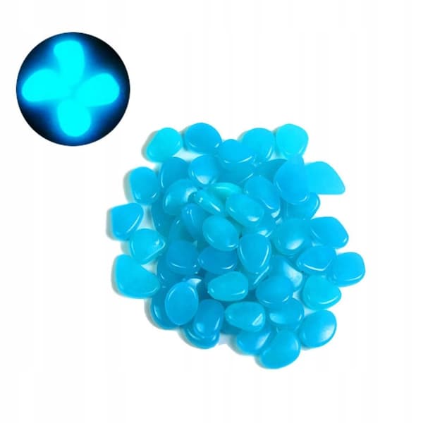 GLORIOUS STONES Fluoresoivat kivet SININEN GLOW IN THE DARK 50 kpl
