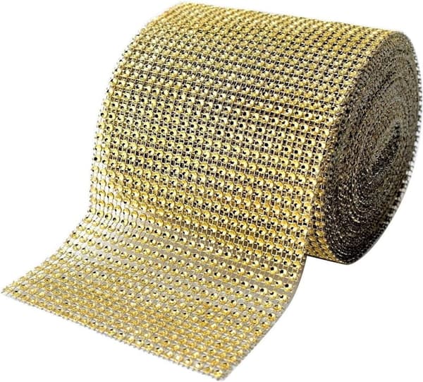 Bånd med zirkoner Guld 12cm/9m