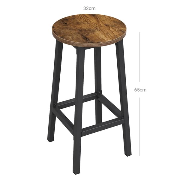 Barstoler 65 cm - Rustikk brun og Svart