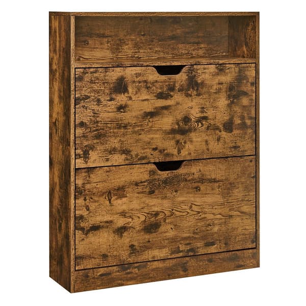 Kenkäkaappi käännettävillä ovilla ja avoimella lokerolla 80 x 24 x 102 cm - Rustic Ruskea