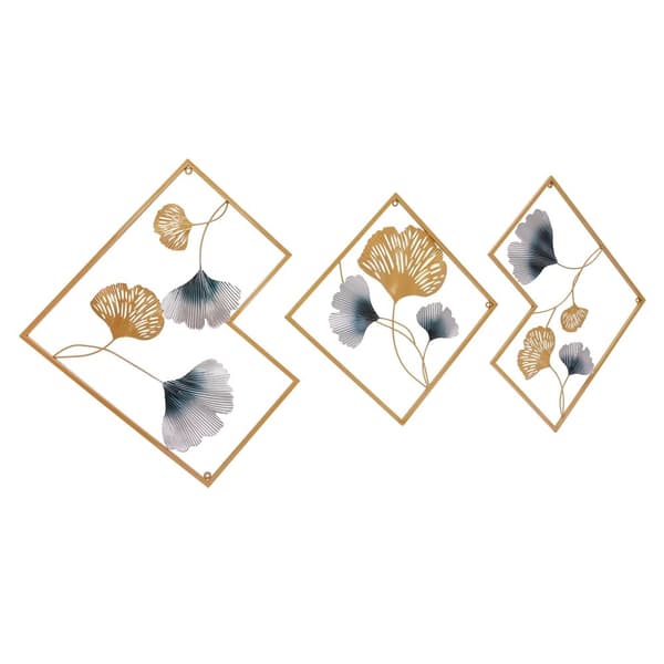 Ginkgo Vægdekoration, Holdbart Jern Design, Elegant Guld Finish,Guld