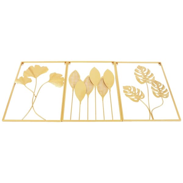 Metallbladsväggkonst, Elegant Guldfinish, Livlig Textur,Guld