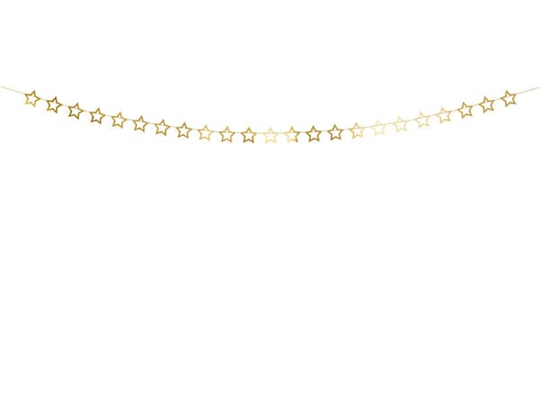 Papirguirlande stjerner, guld, 3m (1 karton / 50 stk.)