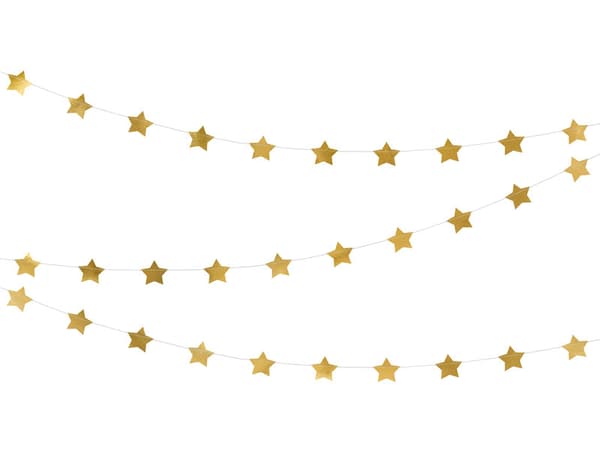Stjärngirlang, guld, 3,6 m (1 kartong / 50 st.)