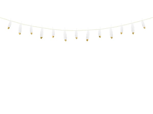 Fjädergirlang, vit, 1,6 m