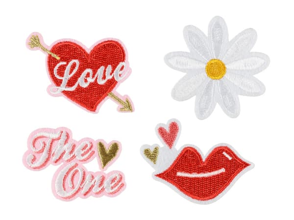 Love strygeoverføringer, mix, 5,5-6,5x3,5-4,5 cm (1 pakke / 4 stk.)