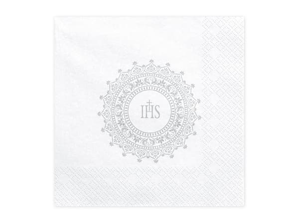 Nattvardsservetter IHS, 33x33cm, silver (1 förpackning / 20 st.)