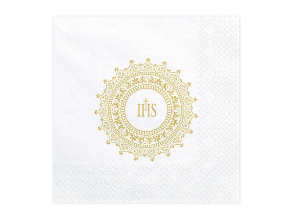 Nadverservietter IHS, 33x33cm, guld (1 pakke / 20 stk.)