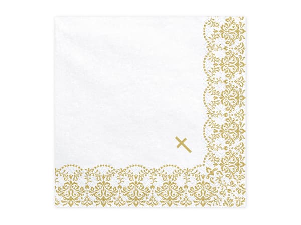 Nattvardsservetter med ornament, 33x33cm, guld (1 förpackning / 20 st.)