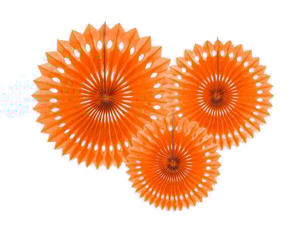 Koristeelliset ruusukkeet, oranssit, 20-30 cm (1 pakkaus / 3 kpl)