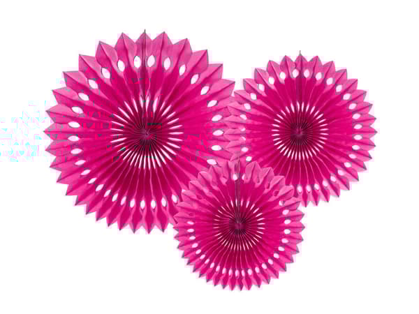 Dekorativa rosetter, mörkrosa, 20-30 cm (1 förpackning / 3 st.)