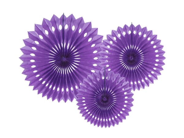 Dekorativa rosetter, lila, 20-30 cm (1 förpackning / 3 st.)