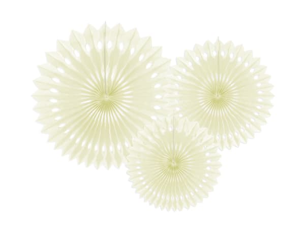 Koristeelliset ruusukkeet, vaaleankermanväriset, 20-30 cm (1 pakkaus / 3 kpl)
