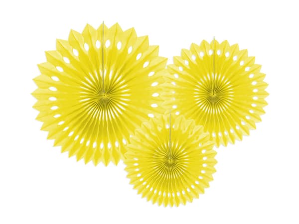 Koristeelliset ruusukkeet, keltaiset, 20-30 cm (1 pakkaus / 3 kpl)