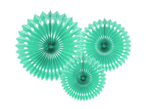 Dekorativa rosetter, mintgrön, 20-30 cm (1 förpackning / 3 st.)