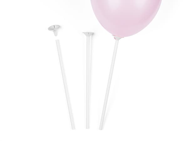 Ballongpinnar med proppar, 30 cm, vita (1 förpackning / 100 st.)