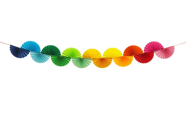 Papirguirlande Regnbuevifter, 2,5 m, blandet