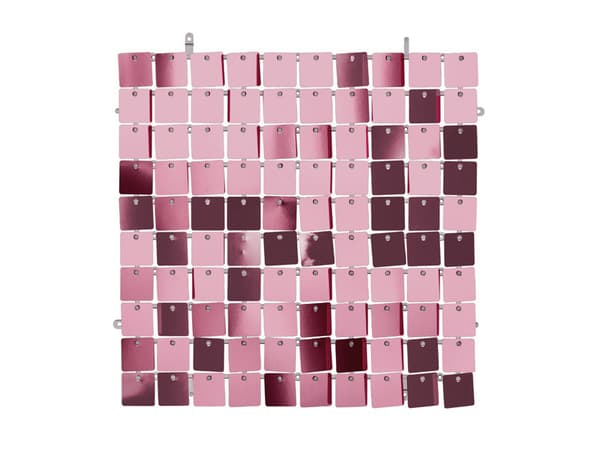 Paillettepanel, firkanter, lyserød, 30x30 cm