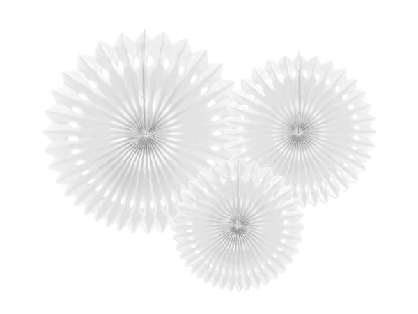 Dekorativa rosetter, vita, 20-30 cm (1 kartong / 50 förpackningar) (1 förpackning / 3 st.)