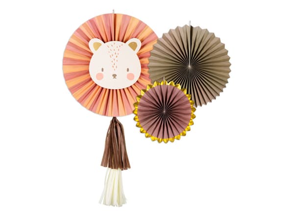 Dekorative rosetter Løve, mix, 26-43 cm (1 æske / 40 pakker) (1 pakke / 3 stk.)