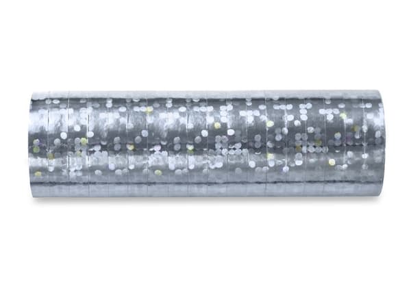 Holografiska serpentiner, silverfärgade, 3,8 m (1 förpackning / 18 st.)