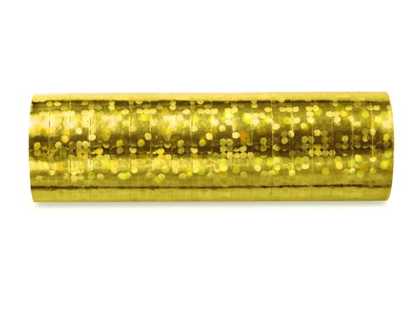 Holografiska serpentiner, guld, 3,8 m (1 förpackning / 18 st.)