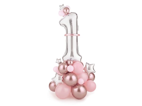 Ballongbukett Nummer ''1'', rosa, 90x140cm (1 kartong / 32 förpackningar)