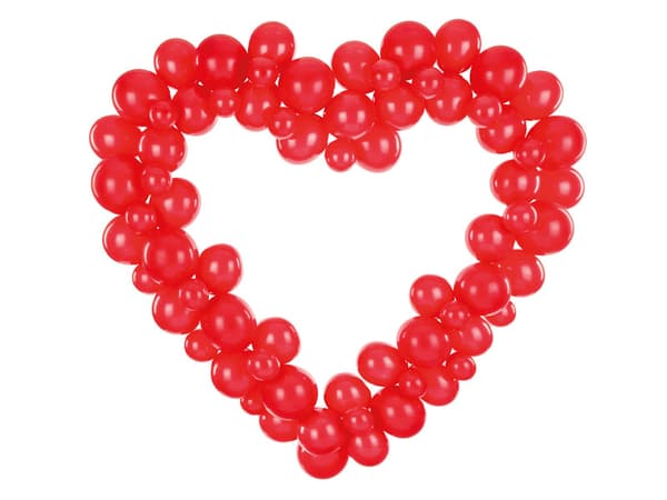 Ballonggirlang med hjärtram, röd, 160 cm (1 kartong / 16-pack)