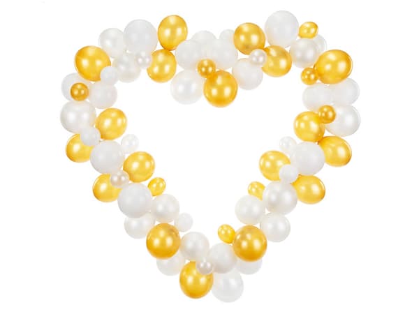 Ballonggirlang med hjärtram, vit, 160 cm (1 kartong / 16-pack)