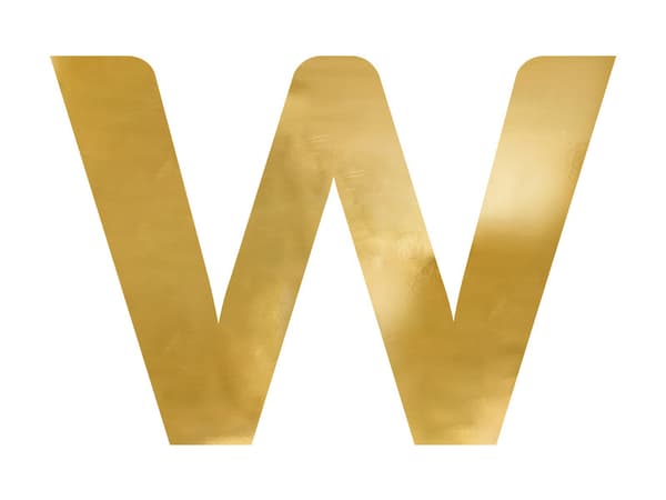 Spejlbogstav ''W'', guld, 88x60 cm