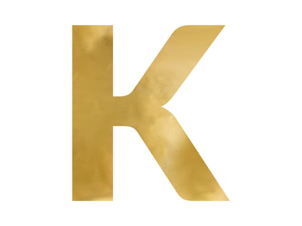 Spejlbogstav ''K'', guld, 54x60 cm