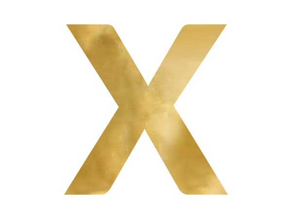 Spejlbogstav ''X'', guld, 58x60 cm