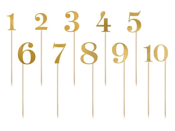 Pöytänumerot, kulta, 25,5-26,5 cm (1 pakkaus / 50 pakkausta) (1 pakkaus / 11 kpl)