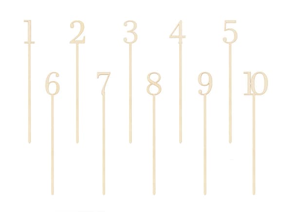 Træbordnumre, 25 cm (1 karton / 10 pakker) (1 pakke / 10 stk.)