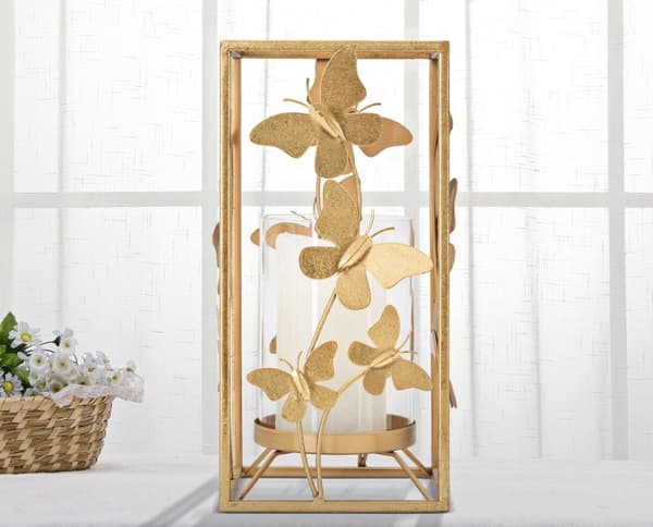 FURNLUX LJUSSTAKE FJÄRIL GULD 14CM