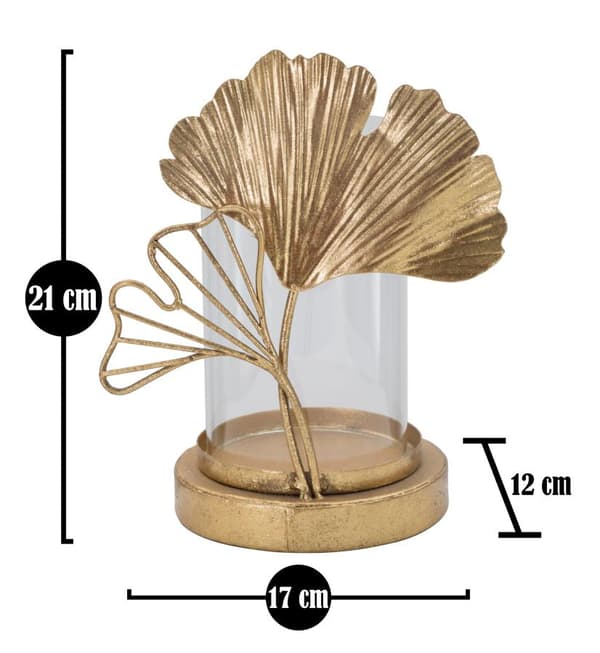 FURNLUX KYNTTILÄNPIDIN LEHTI KULTA 17CM