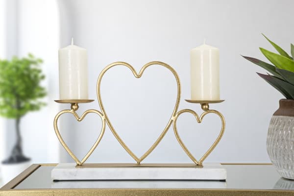 FURNLUX LJUSSTAKE HJÄRTA GULD 30CM