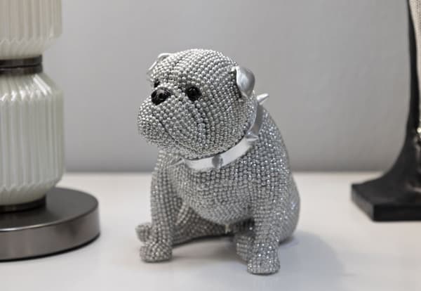 FURNLUX DEKORATION HUND SILVER 17CM