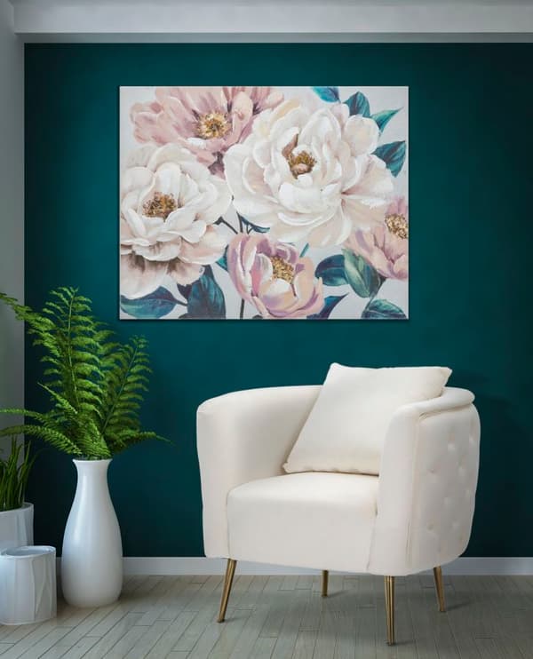 FURNLUX VÄGGKONST BLOMMA VIT 100CM
