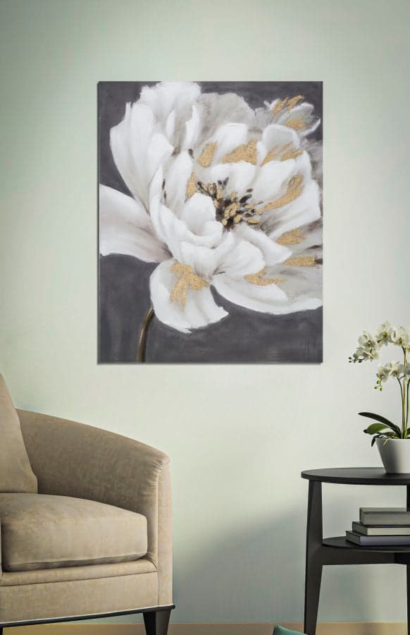 FURNLUX VÄGGKONST BLOMMA VIT 80CM