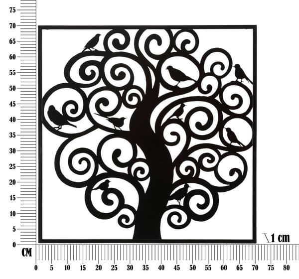 FURNLUX VÄGGKONST TRE SVART 70CM