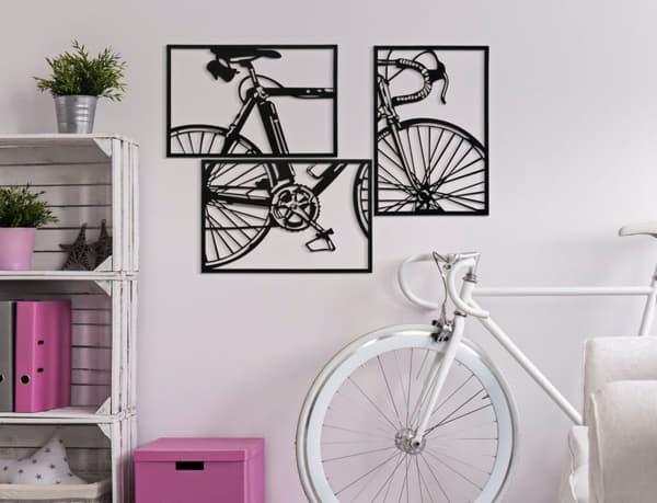 FURNLUX VÄGGKONST CYKEL SVART 40CM (3 ST)